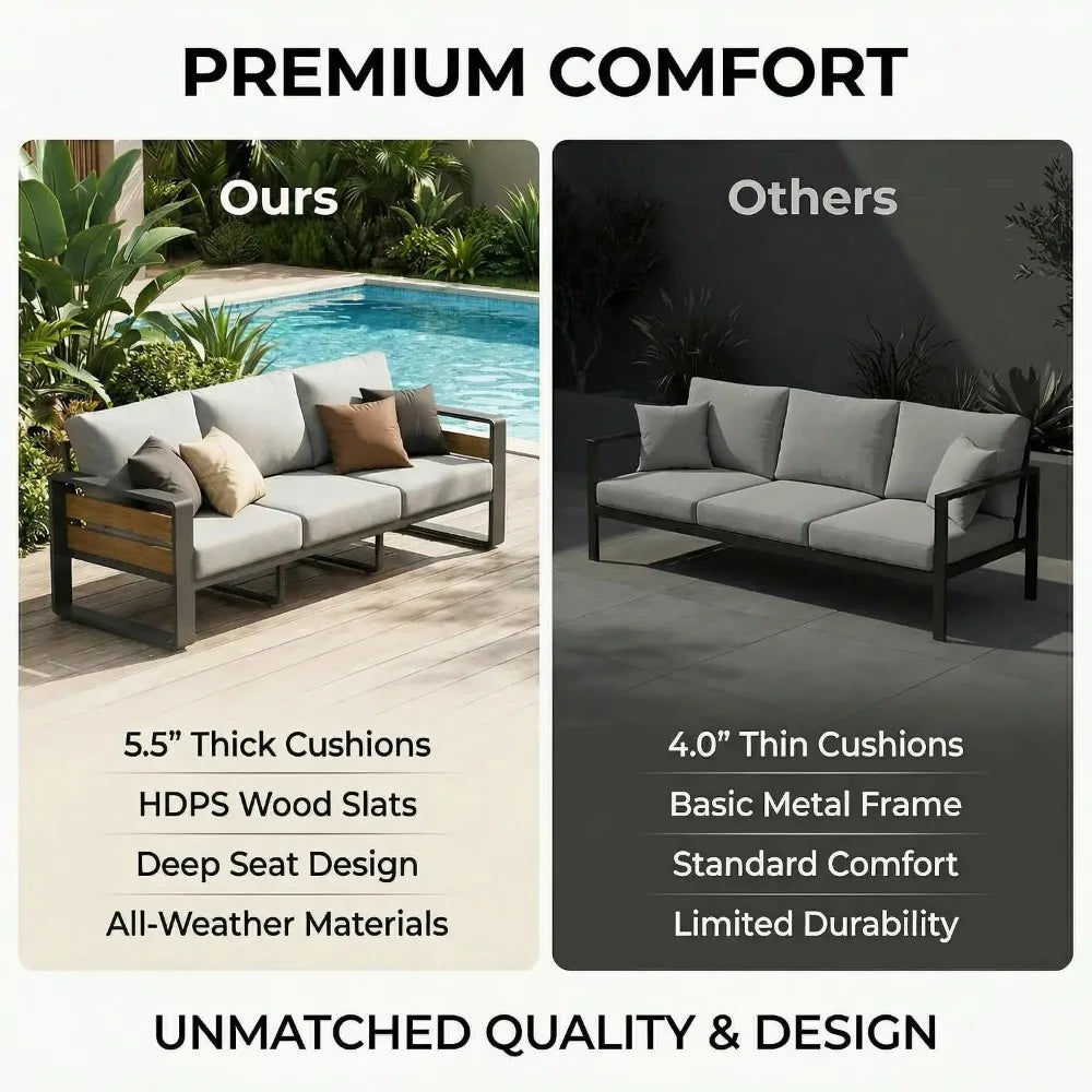 Modern Rattan Outdoor Patio Furniture Garden Set With Table