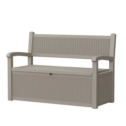 Weatherproof Rattan Look Outdoor Storage Bench Patio