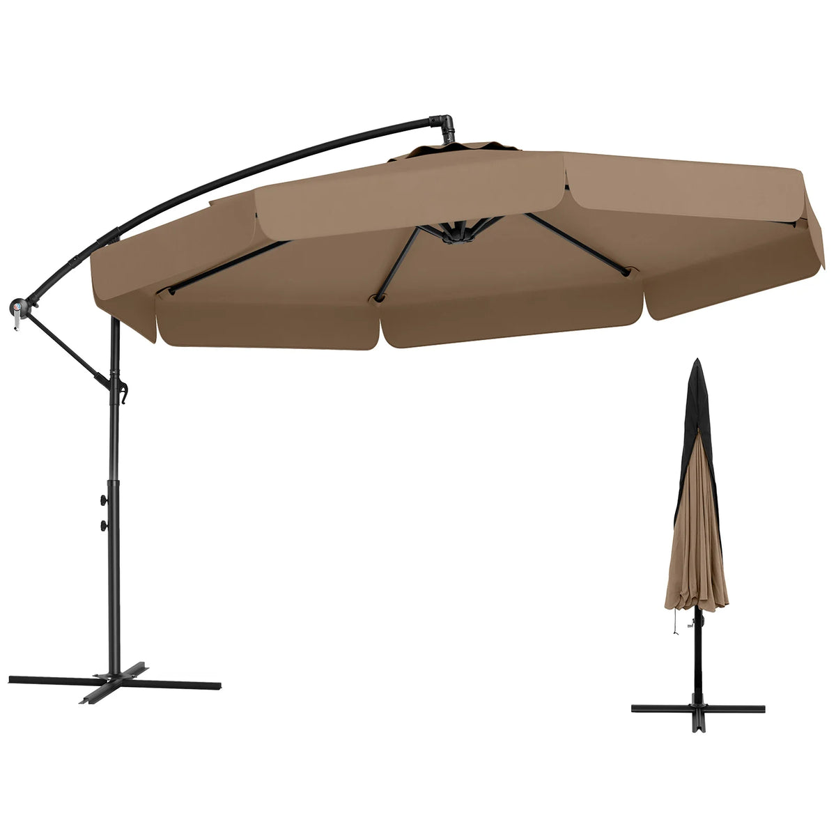 LIFEZEAL 10ft Offset Hanging Patio Cantilever Umbrella With Cover