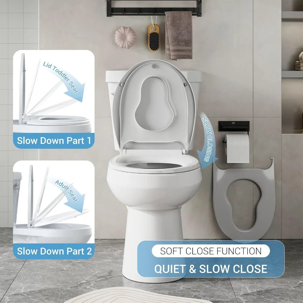 Universal Slow Close Toilet Seat With Antibacterial Quick Release Lid