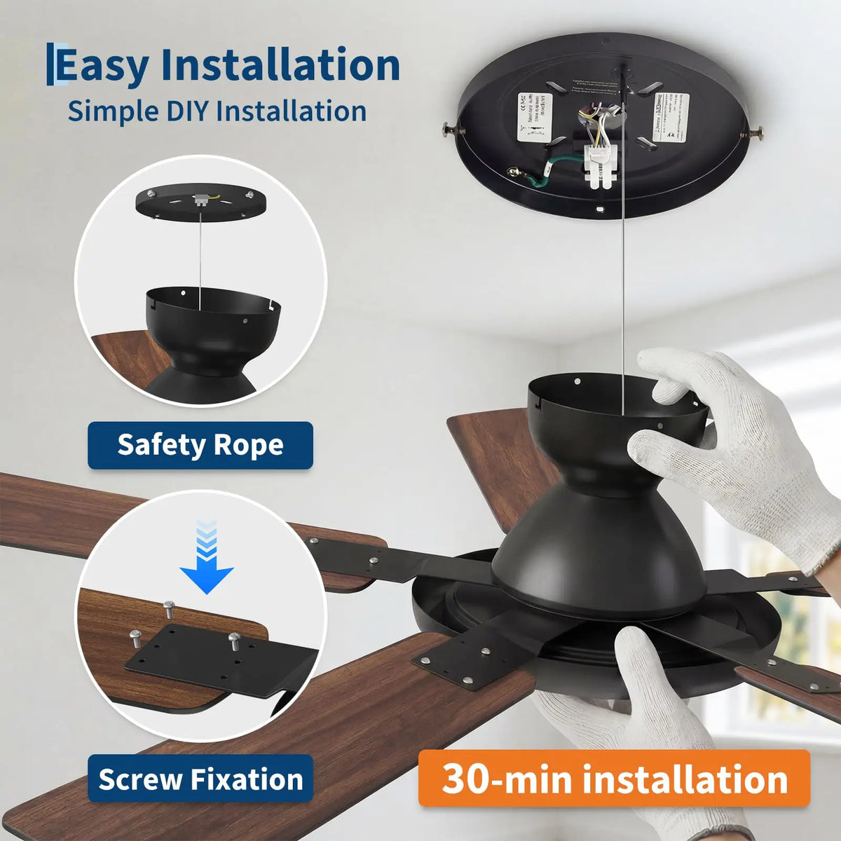 Adoolla 52 Inch Smart Ceiling Fan With Lights Low Profile