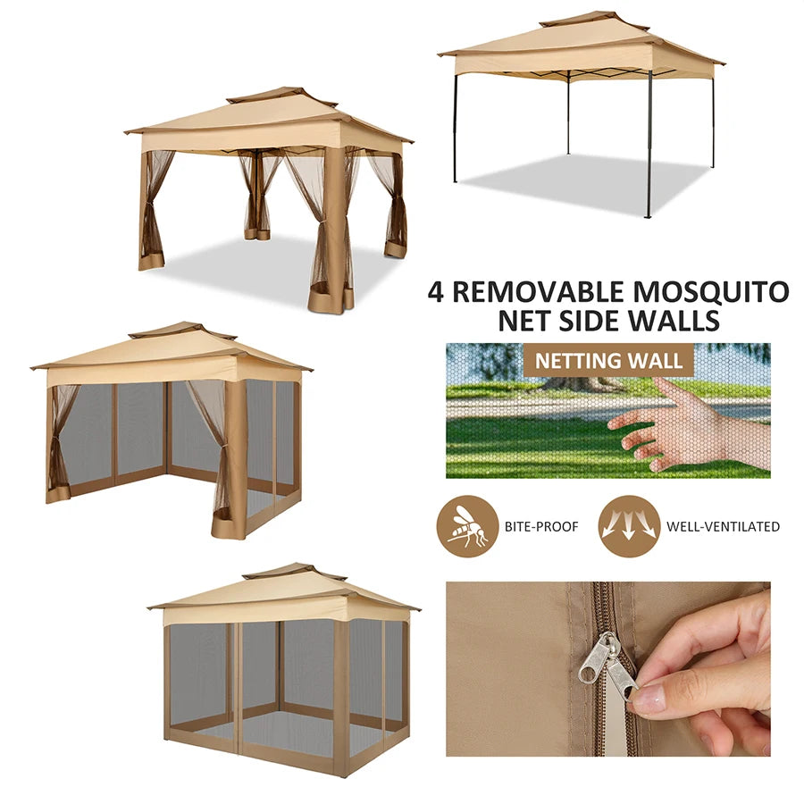 Tooluck Outdoor Pop Up Gazebo With Mosquito Netting And Ventilation