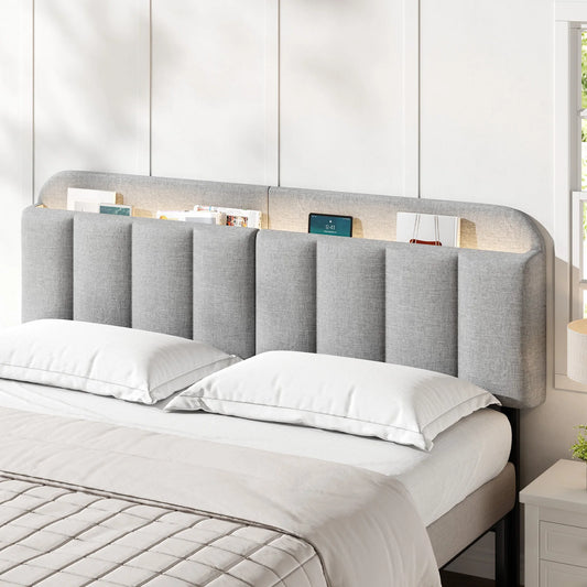 Onbrill Adjustable Headboard With Integrated RGB LED Storage Design